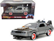 DeLorean DMC (Time Machine) Brushed Metal "Back to the Future Part III" (1990) Movie "Hollywood Rides" Series 1/32 Diecast Model Car by Jada image 5
