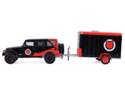 2012 Jeep Wrangler Unlimited "Diablo Sport" Black with Red Graphics and Small Cargo Trailer "Hitch & Tow" Series 33 1/64 Diecast Model Cars by Greenlight image 2