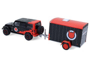 2012 Jeep Wrangler Unlimited "Diablo Sport" Black with Red Graphics and Small Cargo Trailer "Hitch & Tow" Series 33 1/64 Diecast Model Cars by Greenlight image 3