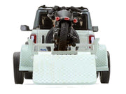 2021 Ford Bronco 4-Door Badlands Cactus Gray with Black Top and Motorcycle with Utility Trailer "Hitch & Tow" Series 33 1/64 Diecast Model Cars by Greenlight image 5