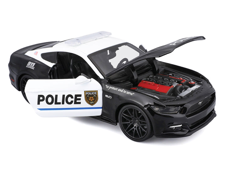 2015 Ford Mustang GT 5.0 "Police" Black and White "Authority" Series 1/24 Diecast Model Car by Maisto image 2