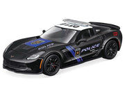 2015 Chevrolet Corvette Z06 "Police" Black with Blue Stripes and White Top "Maisto Design Authority" Series 1/24 Diecast Model Car by Maisto image 2