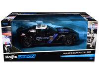 2015 Chevrolet Corvette Z06 "Police" Black with Blue Stripes and White Top "Maisto Design Authority" Series 1/24 Diecast Model Car by Maisto image 3