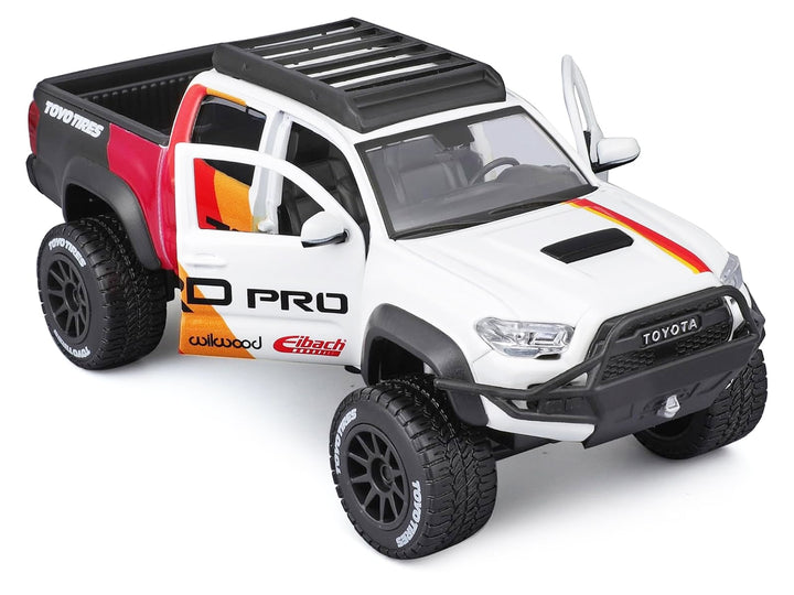 2023 Toyota Tacoma TRD PRO Off Road Pickup Truck White with Graphics and Roof Rack "Maisto Design" Series 1/27 Diecast Model Car Maisto image 2