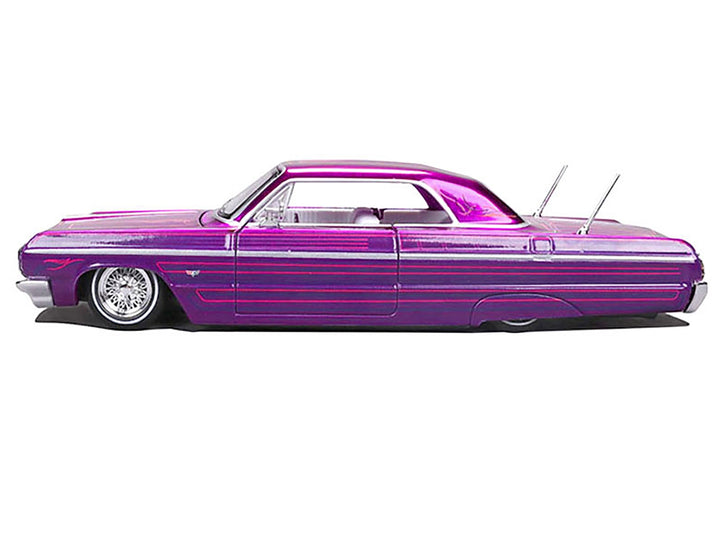 1964 Chevrolet Impala SS Lowrider Candy Purple with Graphics and White Interior "Lowriders" "Maisto Design" Series 1/26 Diecast Model Car by Maisto image 2
