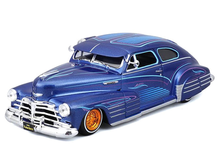 1948 Chevrolet Fleetline Lowrider Blue Metallic with Graphics "Maisto Design" Series 1/25 Diecast Model Car by Maisto image 2
