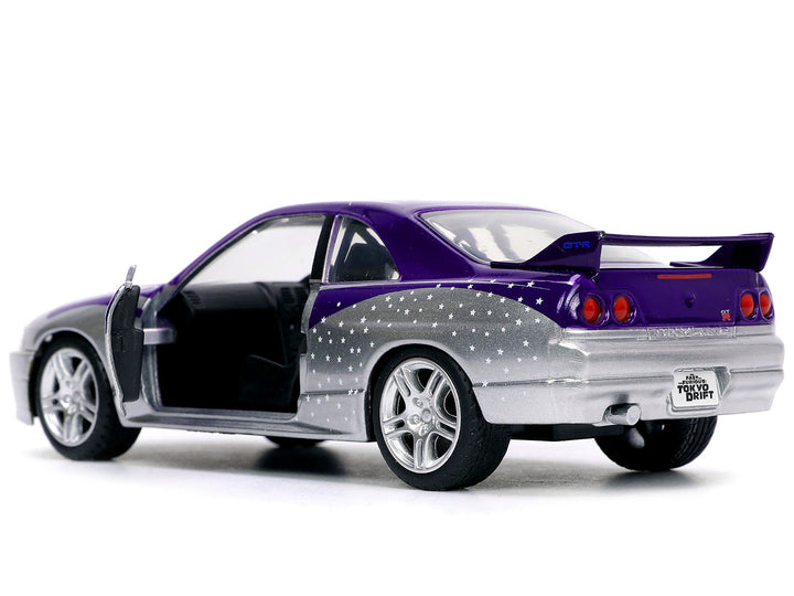 1995 Nissan Skyline GT-R (BCNR33) Purple and Silver Metallic "Fast & Furious" Series 1/32 Diecast Model Car by Jada image 2