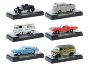 "Auto Meets" Set of 6 Cars IN DISPLAY CASES Release 91 Limited Edition 1/64 Diecast Model Cars by M2 Machines