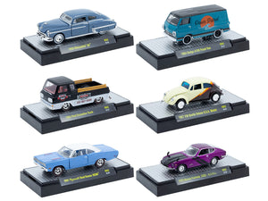 "Auto Meets" Set of 6 Cars IN DISPLAY CASES Release 92 Limited Edition 1/64 Diecast Model Cars by M2 Machines