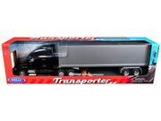 Freightliner Cascadia Truck Black with Silver Container "Transporter" Series 1/32 Diecast Model by Welly image 3