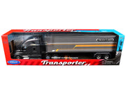 Freightliner Cascadia Truck Gray Metallic with Gray Container with Graphics "Transporter" Series 1/32 Diecast Model by Welly image 3