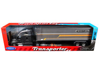 Freightliner Cascadia Truck Gray Metallic with Gray Container with Graphics "Transporter" Series 1/32 Diecast Model by Welly image 3
