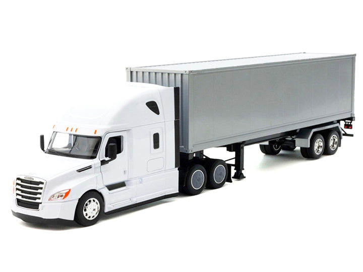 Freightliner Cascadia Truck White with Gray Container "Transporter" Series 1/32 Diecast Model by Welly image 2