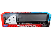 Freightliner Cascadia Truck White with Gray Container "Transporter" Series 1/32 Diecast Model by Welly image 3