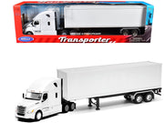 Freightliner Cascadia Truck White with White Container "Transporter" Series 1/32 Diecast Model by Welly image 2