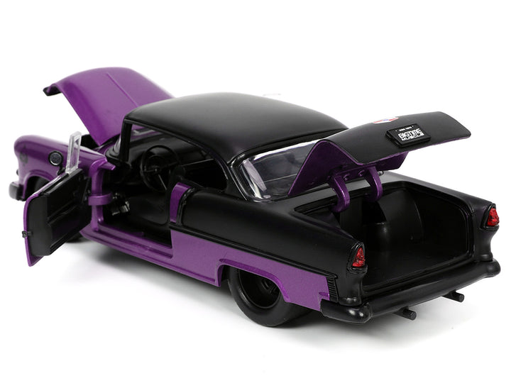 1955 Chevrolet Bel Air #24 Purple Metallic and Matt Black "Bigtime Muscle" Series 1/24 Diecast Model Car by Jada image 2