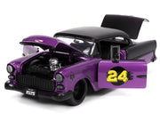 1955 Chevrolet Bel Air #24 Purple Metallic and Matt Black "Bigtime Muscle" Series 1/24 Diecast Model Car by Jada image 3