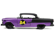1955 Chevrolet Bel Air #24 Purple Metallic and Matt Black "Bigtime Muscle" Series 1/24 Diecast Model Car by Jada image 4