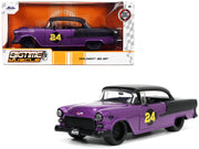 1955 Chevrolet Bel Air #24 Purple Metallic and Matt Black "Bigtime Muscle" Series 1/24 Diecast Model Car by Jada image 5