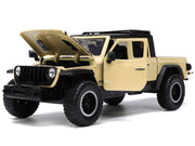 2020 Jeep Gladiator Rubicon Pickup Truck Cream with Roof Rack with Extra Wheels "Just Trucks" Series 1/24 Diecast Model Car by Jada image 3