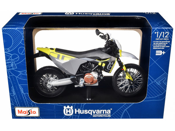 2023 Husqvarna 701 Supermoto, black and gray, with display base, Maisto 1:12