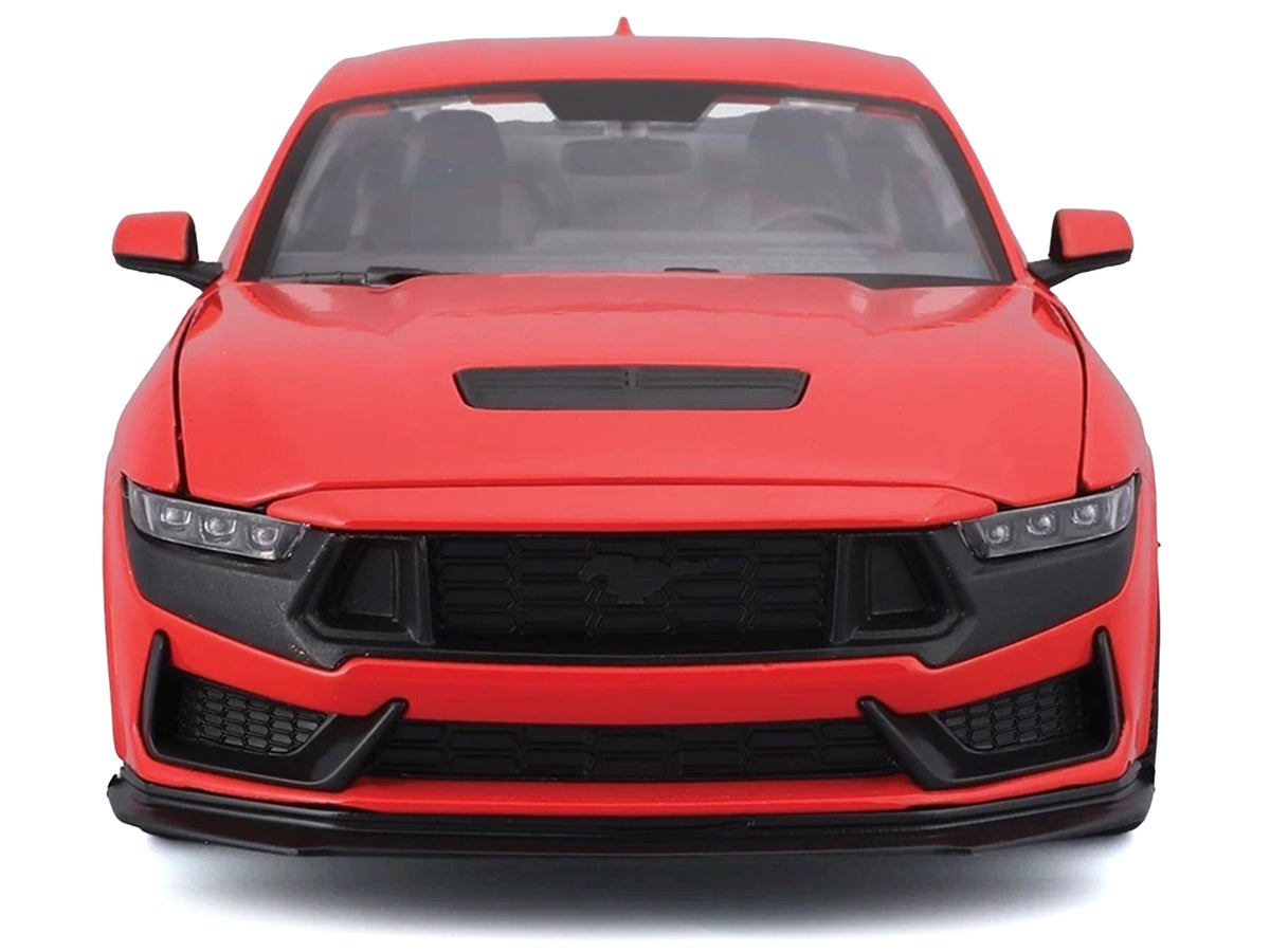Red 2024 Ford Mustang Dark Horse, unboxed front view with hood and doors closed, Maisto 1:24.