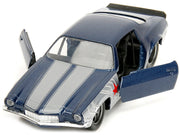 1973 Chevrolet Camaro Dark Blue Metallic with Gray Stripes and Winter Soldier Diecast Figure "Marvel Avengers" "Hollywood Rides" Series 1/32 Diecast Model Car by Jada image 4
