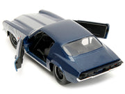 1973 Chevrolet Camaro Dark Blue Metallic with Gray Stripes and Winter Soldier Diecast Figure "Marvel Avengers" "Hollywood Rides" Series 1/32 Diecast Model Car by Jada image 5