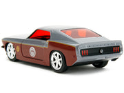 1969 Ford Mustang Silver Metallic and Dark Red and Star Lord Diecast Figure "Marvel Guardians of the Galaxy" "Hollywood Rides" Series 1/32 Diecast Model Car by Jada image 2
