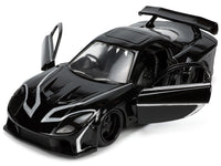 1995 Mazda RX-7 RHD (Right Hand Drive) Black and Black Panther Diecast Figure "The Avengers" "Hollywood Rides" Series 1/32 Diecast Model Car by Jada image 3