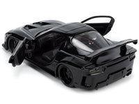 1995 Mazda RX-7 RHD (Right Hand Drive) Black and Black Panther Diecast Figure "The Avengers" "Hollywood Rides" Series 1/32 Diecast Model Car by Jada image 4