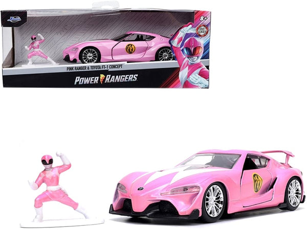 Pink Toyota FT-1 Concept and Pink Ranger, 1:32, car, included figure and Power Rangers box — Jada 33079