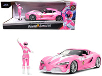 Jada 33224 metallic pink Toyota FT-1 Concept with Pink Ranger figure, Power Rangers, 1:24 car