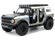 2021 Ford Bronco Gray and White with Matt Black Hood with Roof Rack "M2 Motoring" "Just Trucks" Series 1/24 Diecast Model Car by Jada image 2
