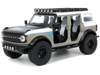 2021 Ford Bronco Gray and White with Matt Black Hood with Roof Rack "M2 Motoring" "Just Trucks" Series 1/24 Diecast Model Car by Jada image 2