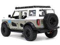 2021 Ford Bronco Gray and White with Matt Black Hood with Roof Rack "M2 Motoring" "Just Trucks" Series 1/24 Diecast Model Car by Jada image 3