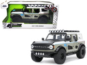 2021 Ford Bronco Gray and White with Matt Black Hood with Roof Rack "M2 Motoring" "Just Trucks" Series 1/24 Diecast Model Car by Jada image 5