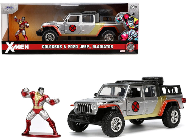 Jada 33363 silver 2020 Jeep Gladiator pickup with Colossus figure, Marvel X-Men, 1:32 truck