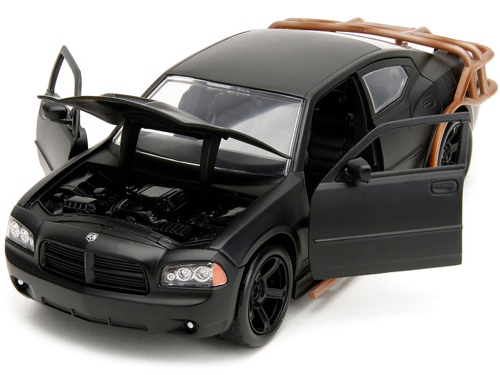 2006 Dodge Charger Matt Black with Outer Cage "Fast & Furious" Movie 1/24 Diecast Model Car by Jada image 2