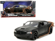 2006 Dodge Charger Matt Black with Outer Cage "Fast & Furious" Movie 1/24 Diecast Model Car by Jada image 5