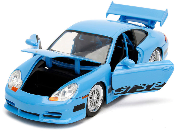Porsche 911 GT3 RS Light Blue with Black Accents "Fast Five" (2011) Movie "25 Years of Fast & Furious" Series 1/24 Diecast Model Car by Jada image 2