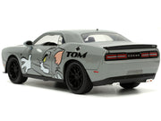2015 Dodge Challenger Hellcat Gray with "Tom" Graphics and Jerry Diecast Figure "Tom and Jerry" "Hollywood Rides" Series 1/24 Diecast Model Car by Jada image 2