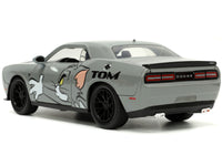 2015 Dodge Challenger Hellcat Gray with "Tom" Graphics and Jerry Diecast Figure "Tom and Jerry" "Hollywood Rides" Series 1/24 Diecast Model Car by Jada image 2