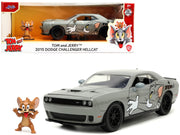 2015 Dodge Challenger Hellcat Gray with "Tom" Graphics and Jerry Diecast Figure "Tom and Jerry" "Hollywood Rides" Series 1/24 Diecast Model Car by Jada image 5