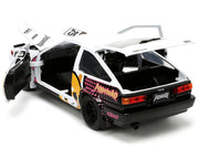 1986 Toyota Trueno (AE86) RHD (Right Hand Drive) #25 White with Graphics and Aggretsuko Diecast Figure "Aggretsuko" "Anime Hollywood Rides" Series 1/24 Diecast Model Car by Jada image 4