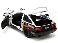 1986 Toyota Trueno (AE86) RHD (Right Hand Drive) #25 White with Graphics and Aggretsuko Diecast Figure "Aggretsuko" "Anime Hollywood Rides" Series 1/24 Diecast Model Car by Jada image 4