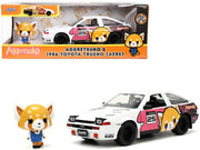 1986 Toyota Trueno (AE86) RHD (Right Hand Drive) #25 White with Graphics and Aggretsuko Diecast Figure "Aggretsuko" "Anime Hollywood Rides" Series 1/24 Diecast Model Car by Jada image 5