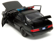Ford Taurus OCP Matt Black "Detroit Police" and Robocop Diecast Figure 35th Anniversary "Robocop" (1987) Movie "Hollywood Rides" Series 1/24 Diecast Model Car by Jada image 4