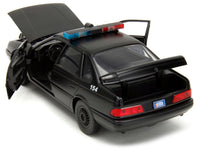 Ford Taurus OCP Matt Black "Detroit Police" and Robocop Diecast Figure 35th Anniversary "Robocop" (1987) Movie "Hollywood Rides" Series 1/24 Diecast Model Car by Jada image 4