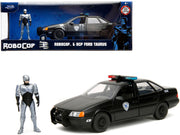 Ford Taurus OCP Matt Black "Detroit Police" and Robocop Diecast Figure 35th Anniversary "Robocop" (1987) Movie "Hollywood Rides" Series 1/24 Diecast Model Car by Jada image 5